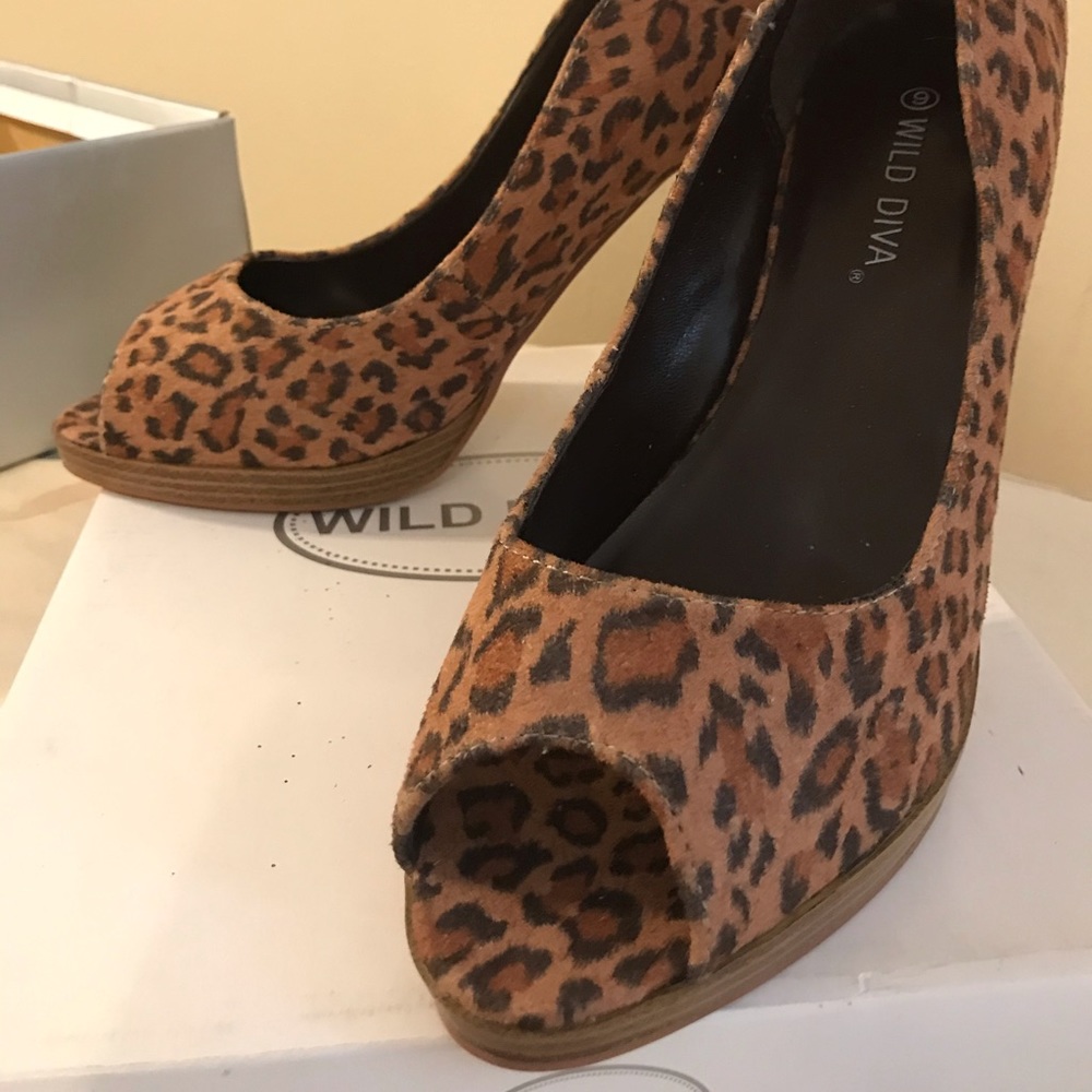 Pinup Heel Leopard Faux Suede Pump